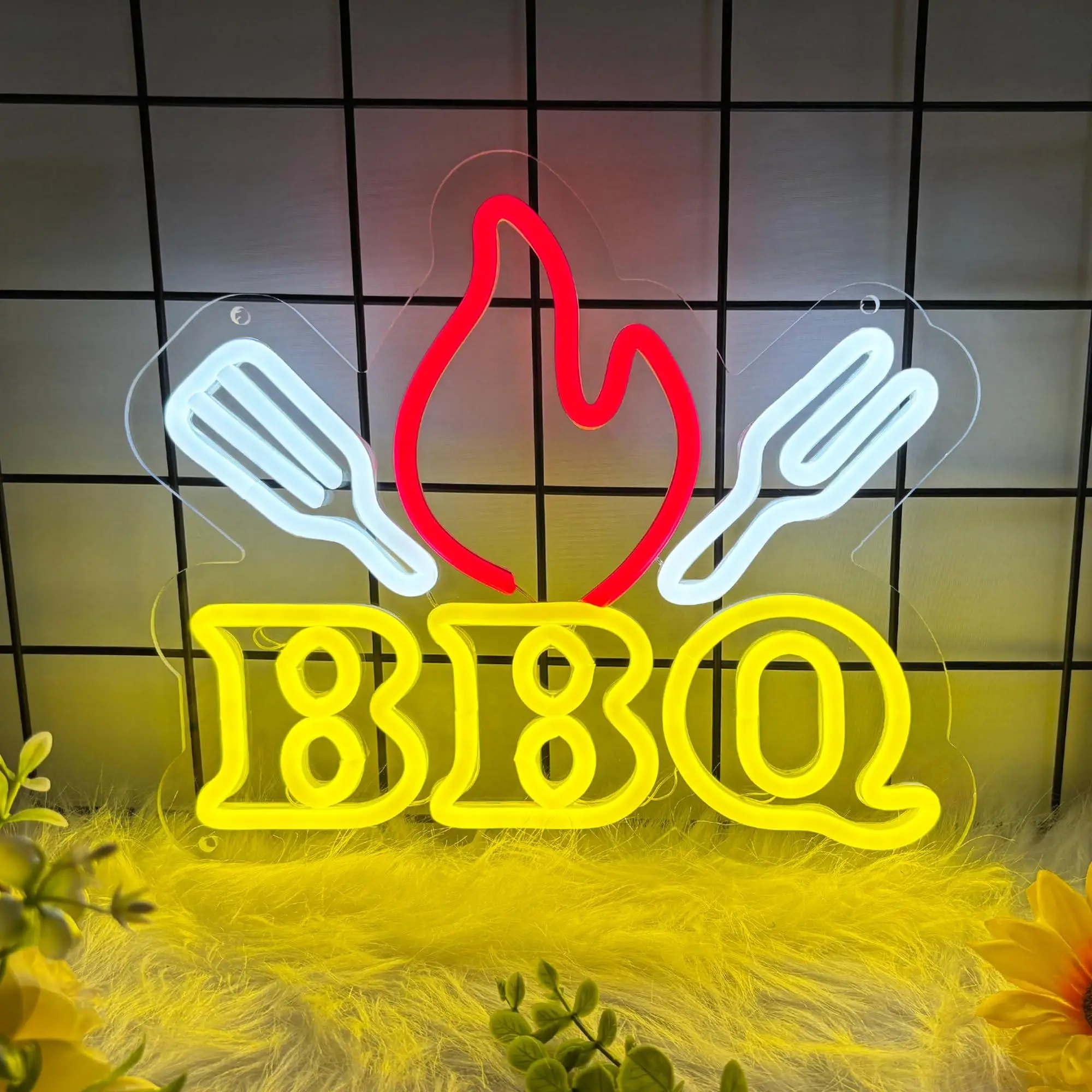 

BBQ Neon Signs Barbecue Neon Lights Signs for Wall Neon Light Up Sign for BBQ Party Restaurant Home Beer Pub Bar Sign Wall Decor