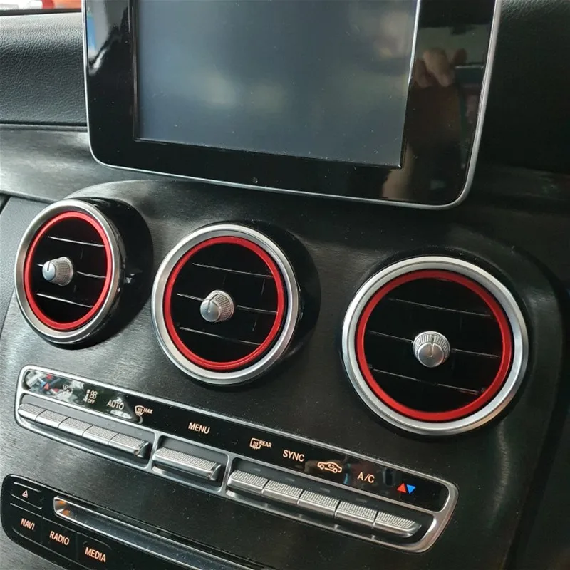 Car Air Condition Air Vent Outlet Decoration Inner Ring Trim Sticker Fit For Mercedes Benz C Class W205 GLC Class Accessories