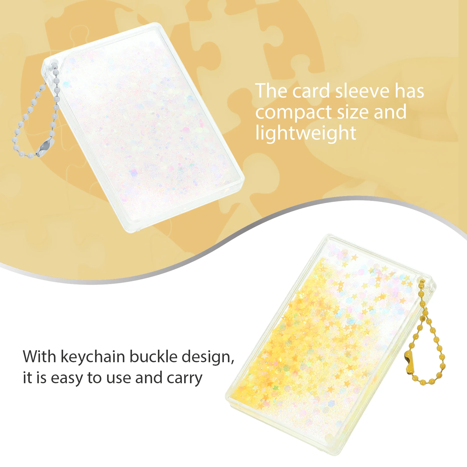 ที่ใส่การ์ดแบบทรายไหล 4 ชิ้น ที่ใส่โฟโต้การ์ดแบบมีกลิตเตอร์ ปกป้องการ์ดขนาดเล็ก ซองใส่การ์ดพกพา สำหรับบัตรประจำตัว บัตรเครดิต บัตรนักเรียน