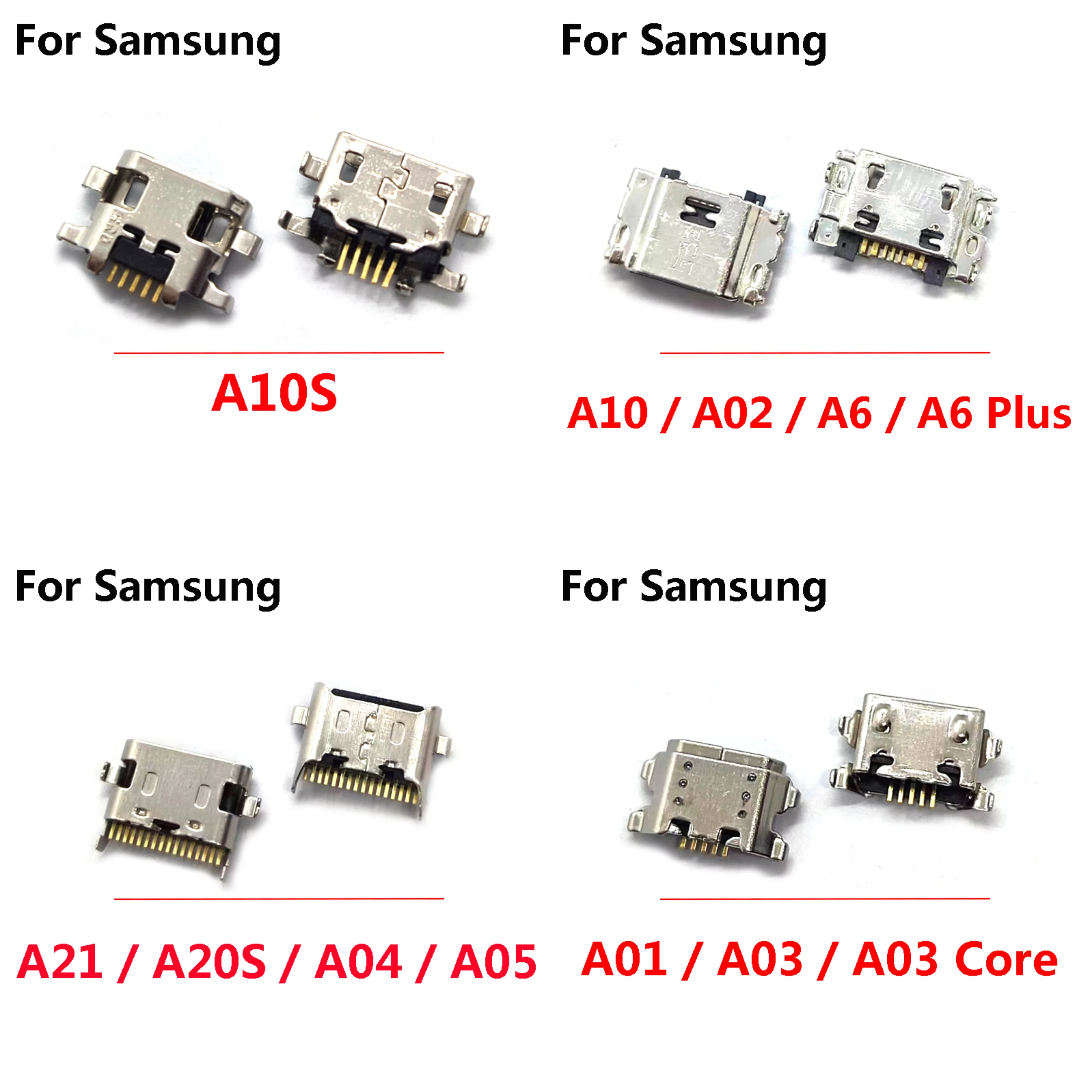 100Pcs Charger USB Charging Port Dock Connector For Samsung A20 A30 A50 A70 A51 A21s A01 A30s A20s A50s A11 A21 A31 A52 A02s A32