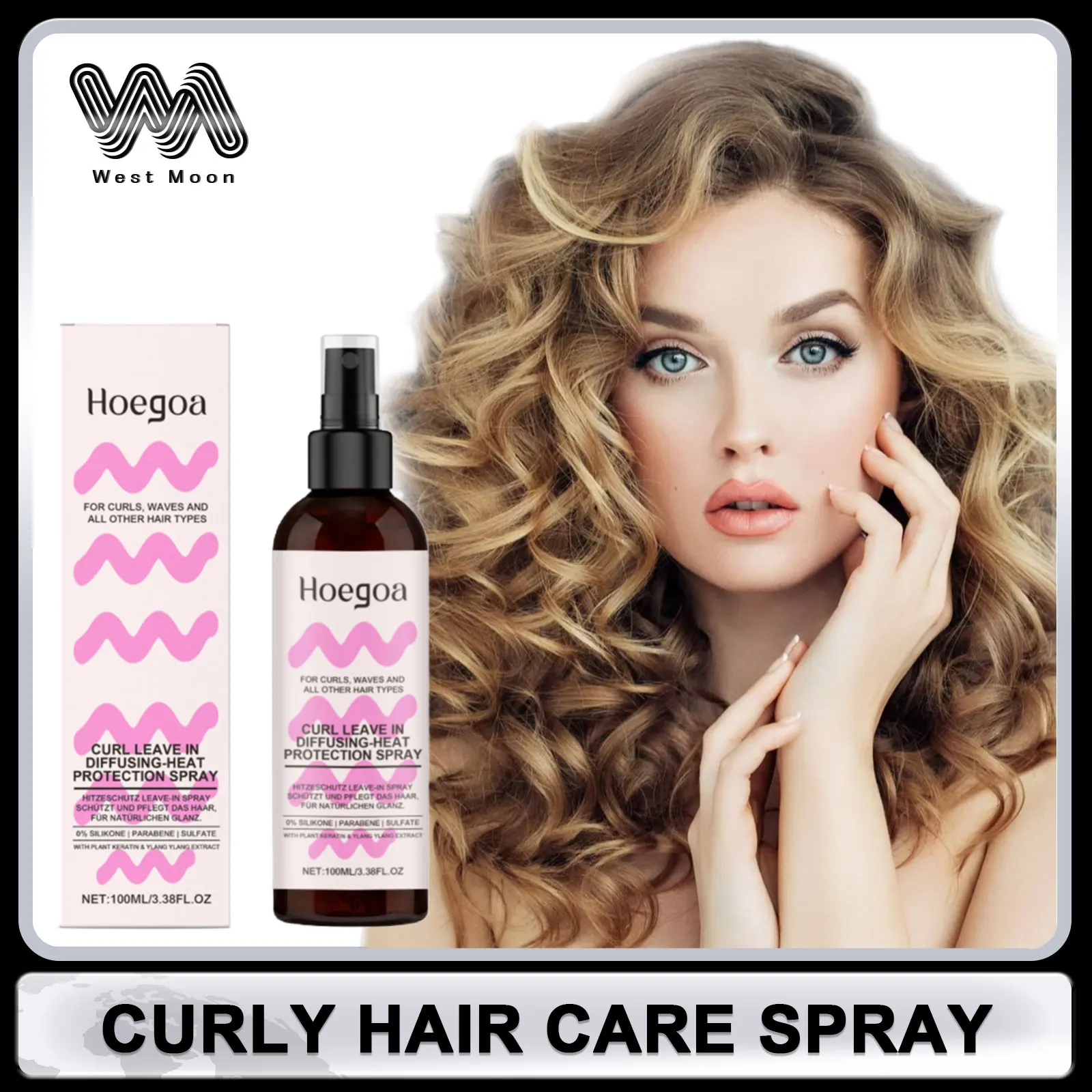 Curly Hair Care Spray Anti Frizz Long Lasting Setting Add Volume Nourish Hair Refreshing Luster Silky Hair Setting Spray 100ml