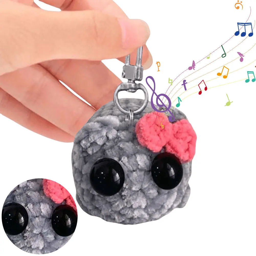 لعبة سلسلة مفاتيح هامستر حزين محبوكة ، دمية كروشيه لطيفة مع ربطة عنق موسيقية ، منسوجة يدويًا ، ديكور منزلي #1