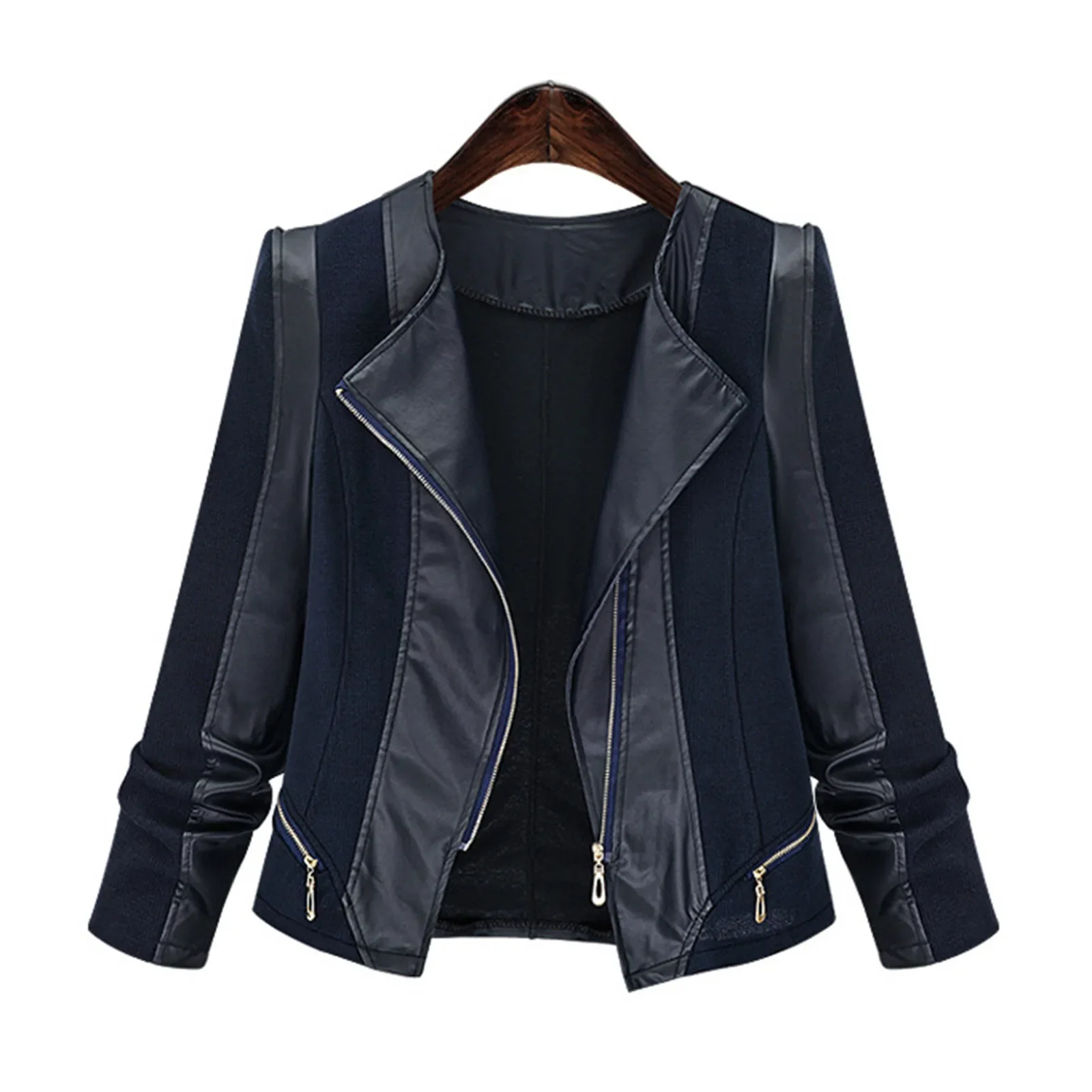 Veste en cuir PU Slim Fit pour femme, manteau décontracté, vêtements tendance de la rue, automne, hiver, nouveau, 2024