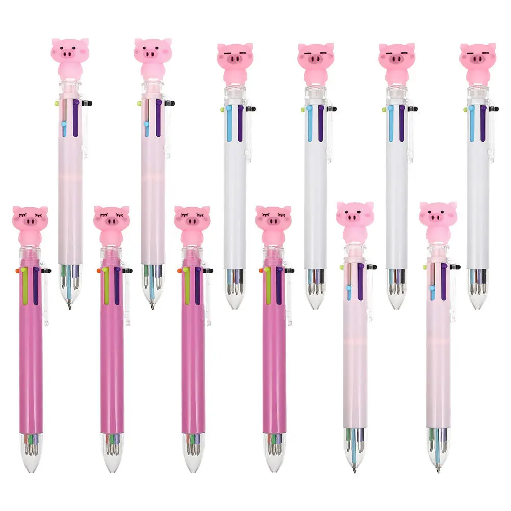 12Pcs Cartoon Ballpoint Pen Set Creative Colored Pens School Supplies Students Stationery Writing Office Supply Multi-Function