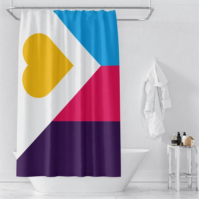 Gaslight Gatekeep Girlboss Tricolor Polyamory Pride Flag Shower Curtain Set with Grommets and Hooks for Bathroom Decor