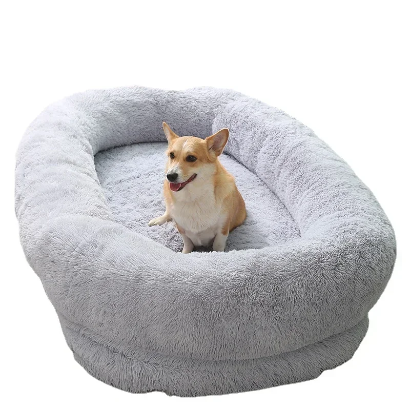 Wholesale High Quality Custom Memory Foam Human Dog Bed Couch Short Plush Comfortable Giant Dog Bed for Humans