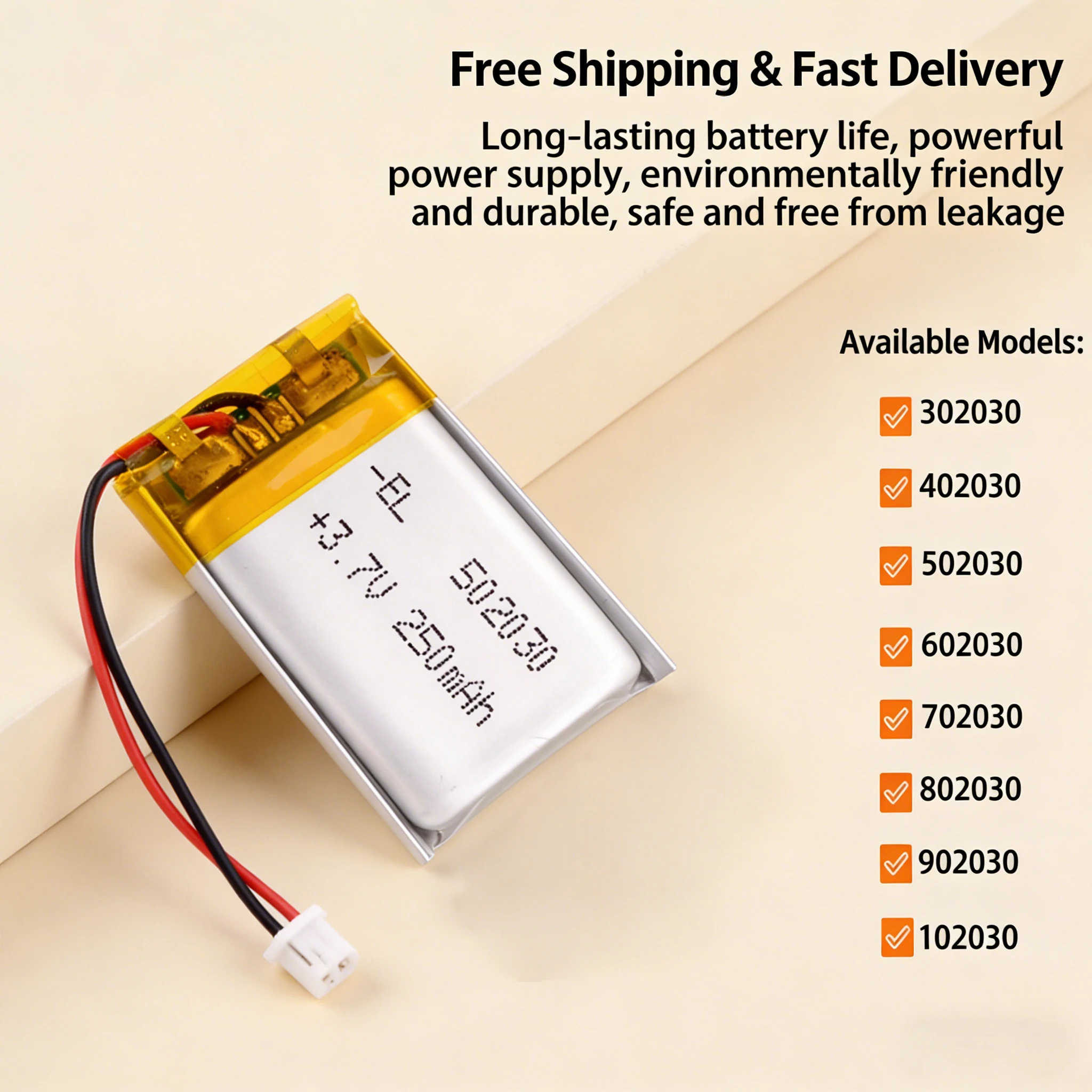 3.7V 250Mah Lipo Ba…