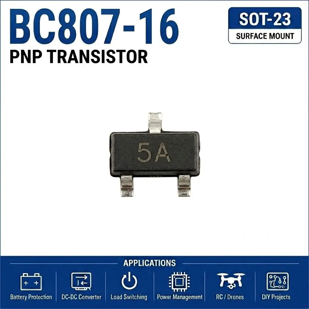 (100 pcs) BC807-16 (Marking 5A) /BC807-25 (5B) / BC807-40 (5C) SOT-23 - PNP Transistor 45V 500mA hFE 100-250