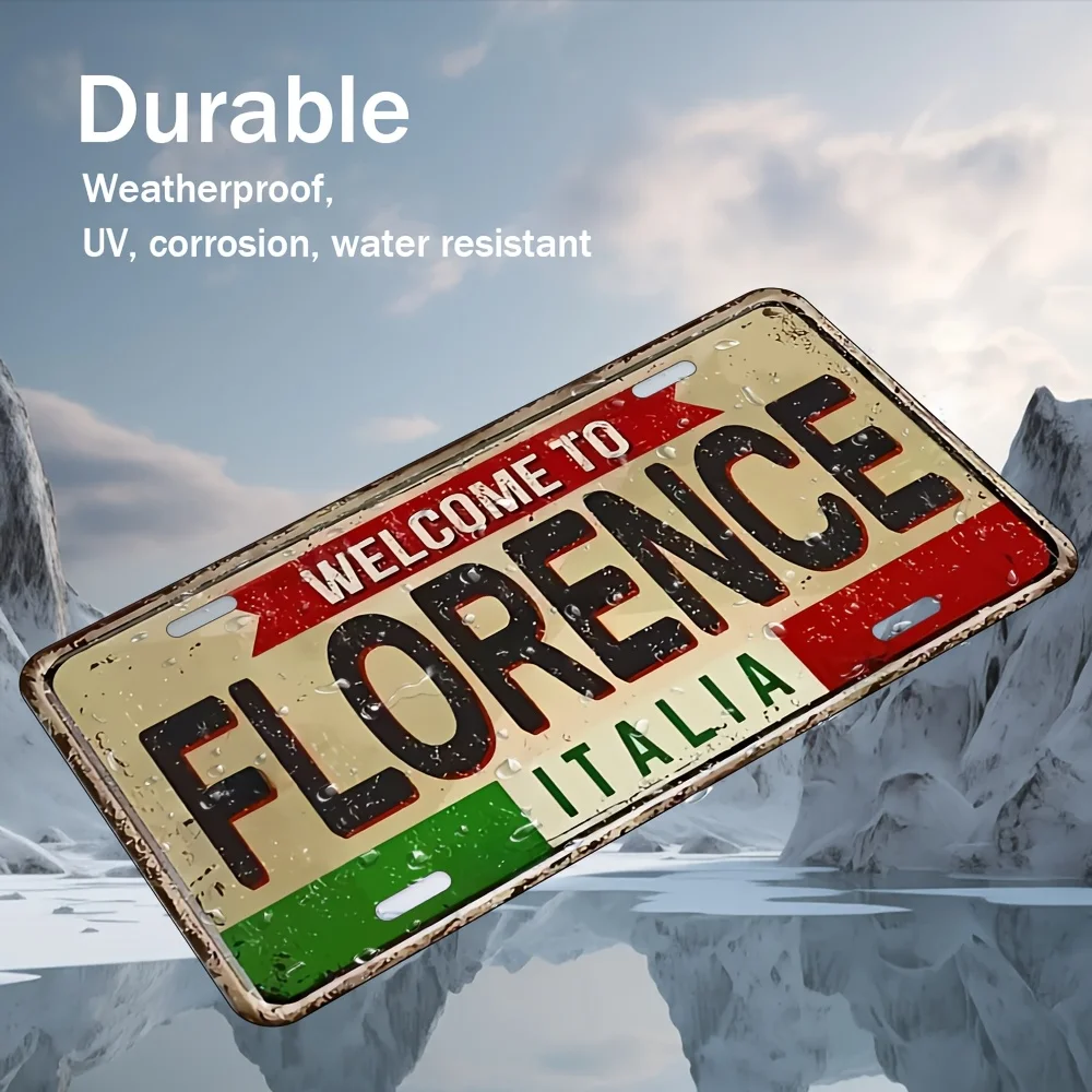 2D Flat, Vintage Aluminum Metal Wall Plate, Design with 