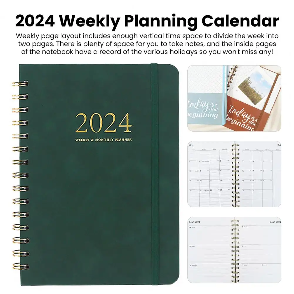 A5 Diary Agenda Notebook Smooth Writing Schedule Book Thickened Page Coil Ring 2024 Weekly Planner Notebook Gift Daily Journal