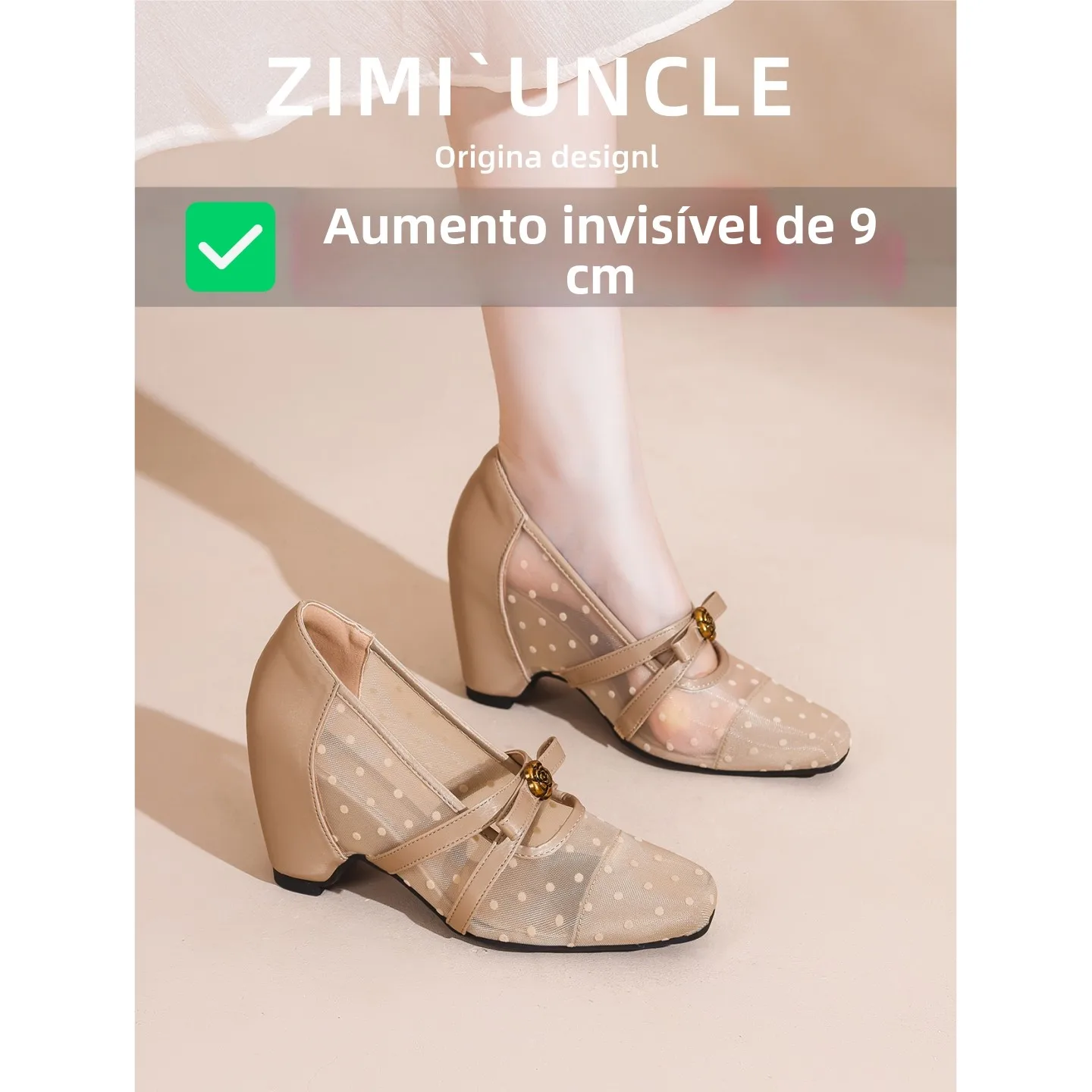 ballet-flat-shoes-with-mesh-hollow-out-polka-dot-design-and-knot-square-head-inner-heightening-9cm-for-women