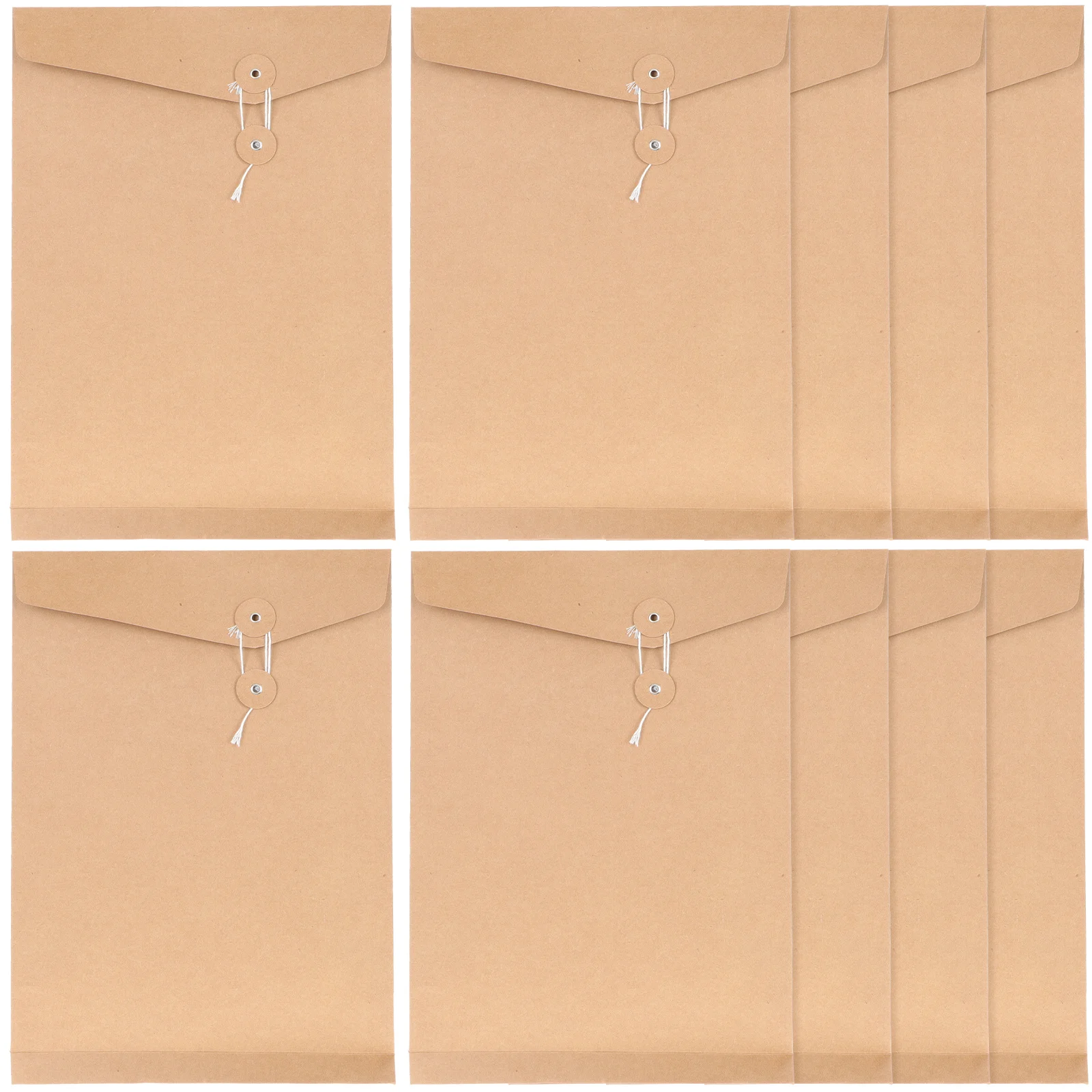 

10pcs Kraft Paper Envelope 24X33Cm String Tie Closure File Organizer Document Folder For Office Home School Use Brown Storage