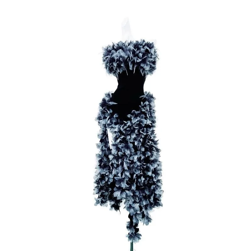Lightweight Fluffy Feather Shawl Elegant Slimming Women Wrap Cape Autumn Winter Fashion Outerwear Party Evening Dress Matching