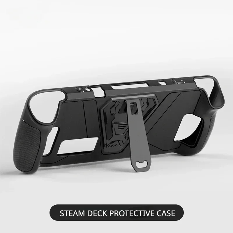 Protective Case Cover for Steam Deck with Kickstand TPU Shockproof Case Cover Tempered Film with Rocker Caps for Steam Deck