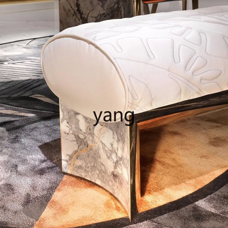 LMM light luxury home door shoe changing stool bed stainless steel sofa bench
