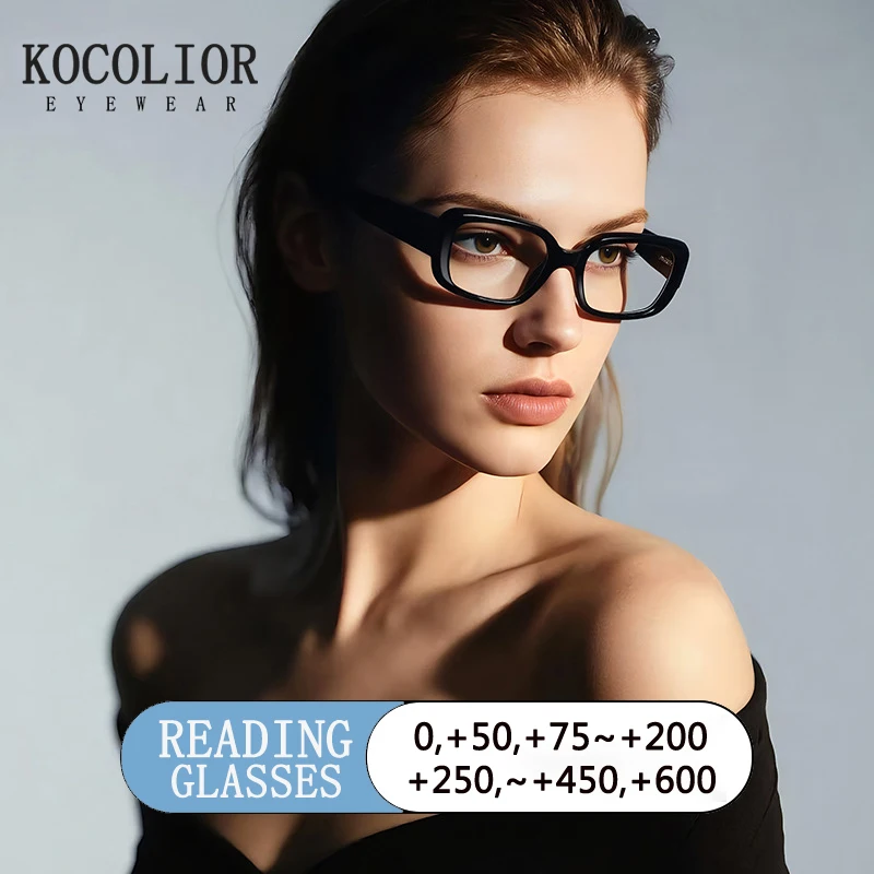 

European American Personalized Square Anti Blue Ray Glasses Women Retro Artistic Fashion Simple Prescription Reading Glasses
