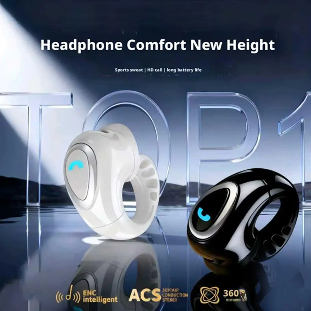 Single Ear Bluetooth 5.4 Headset Open Ear Wireless Earbuds Clip On Earphone Earhook Clipbuds Noise Reduction HIFI Stereo Headset view 6