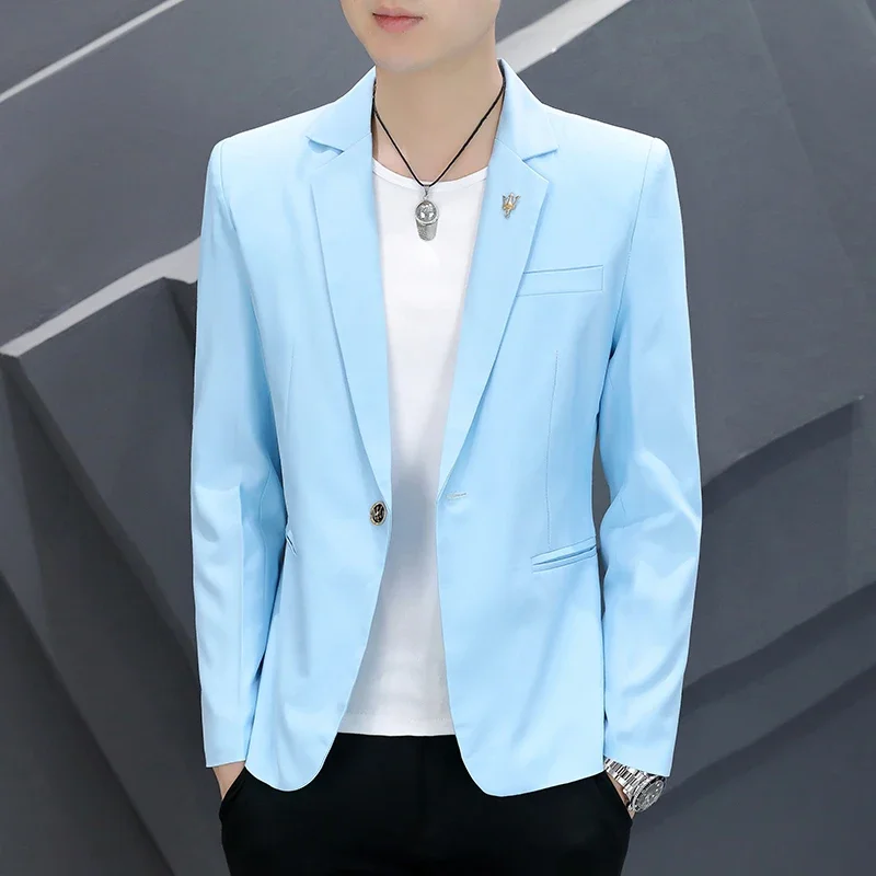 

2026 Men Korean Slim-fit Suit Men Spring and Autumn Handsome Personality Fashion Handsome White Small Suit Trend Casual Coat