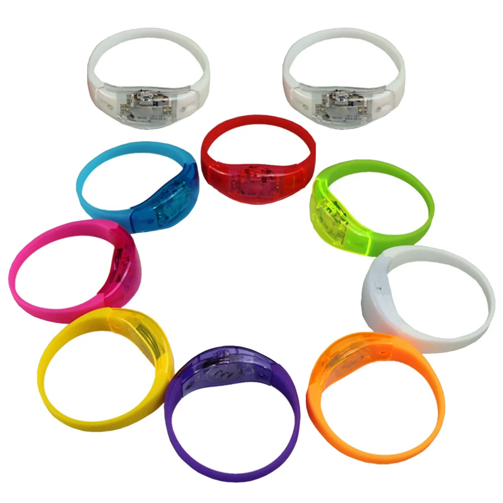 

10pcs Voice Controlled Luminous Bracelets LED Light Wristbands Silicone Bangles Fashion Jewelry Glow In Darkness Brightness
