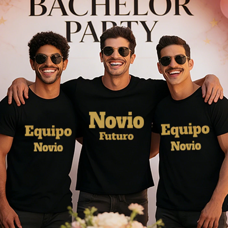 Spanish Men Wedding Clothing: Future Groom & Groomsman T-shirt, Oversized Tops for Bachelor Party & Single Farewell Short Sleeve