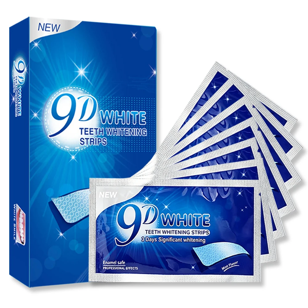 9D White Teeth Whitening Strip Non-Sensitive Fast Whitening Remove Coffee Tea Tobacco Stain Bright Yellow Teeth Home Oral Kit