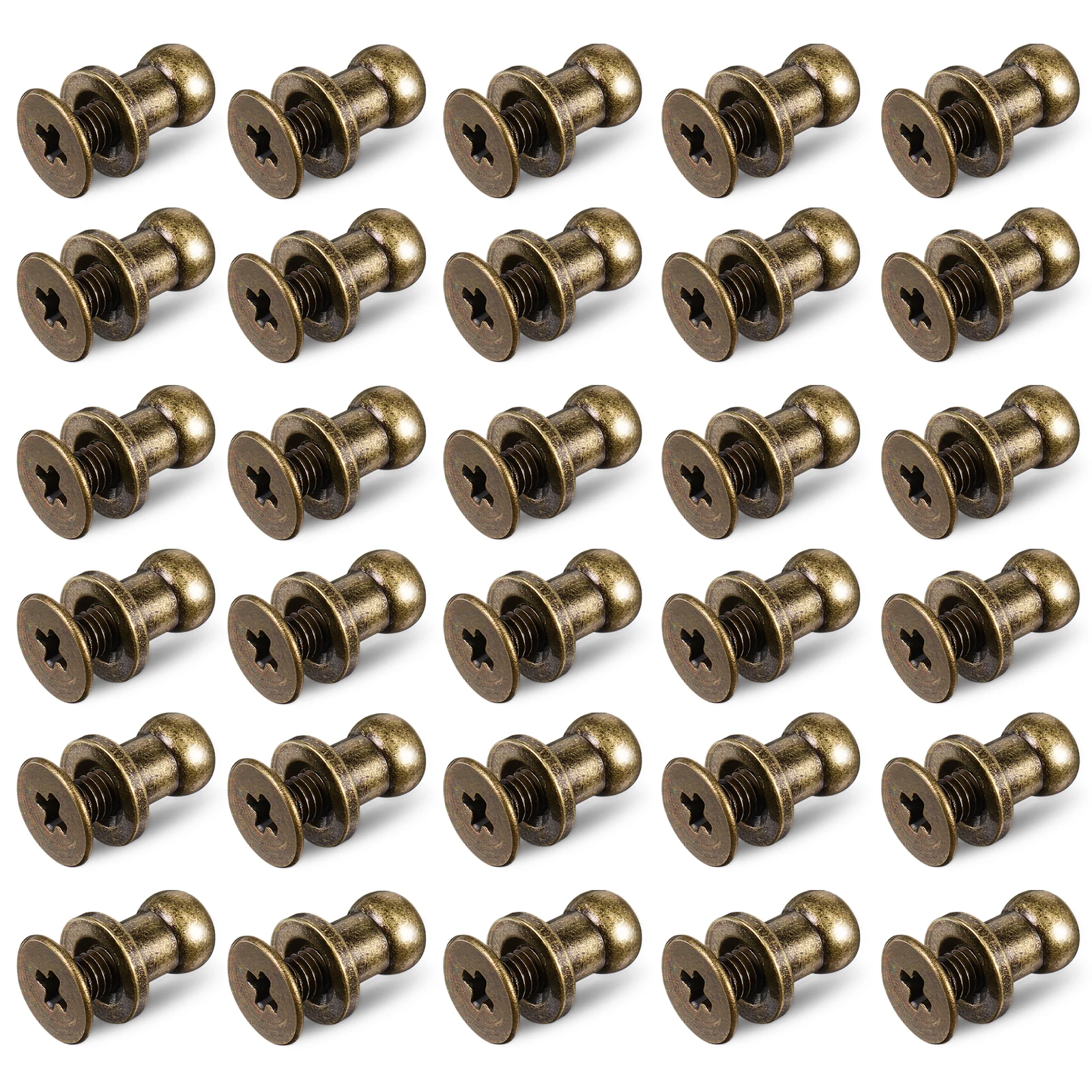 

30 Pcs Metal Screws Bronze Rivets Smooth Craft Supplies Belt Bag Jeans Shoe Making Hardware Accessories