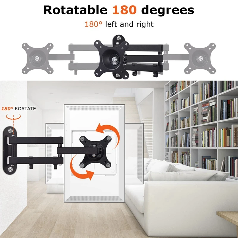 Imagem -05 - Suporte de Parede para Echo Show Suporte Preto Ajustável Giratório Horizontal ou Vertical Extensão 15