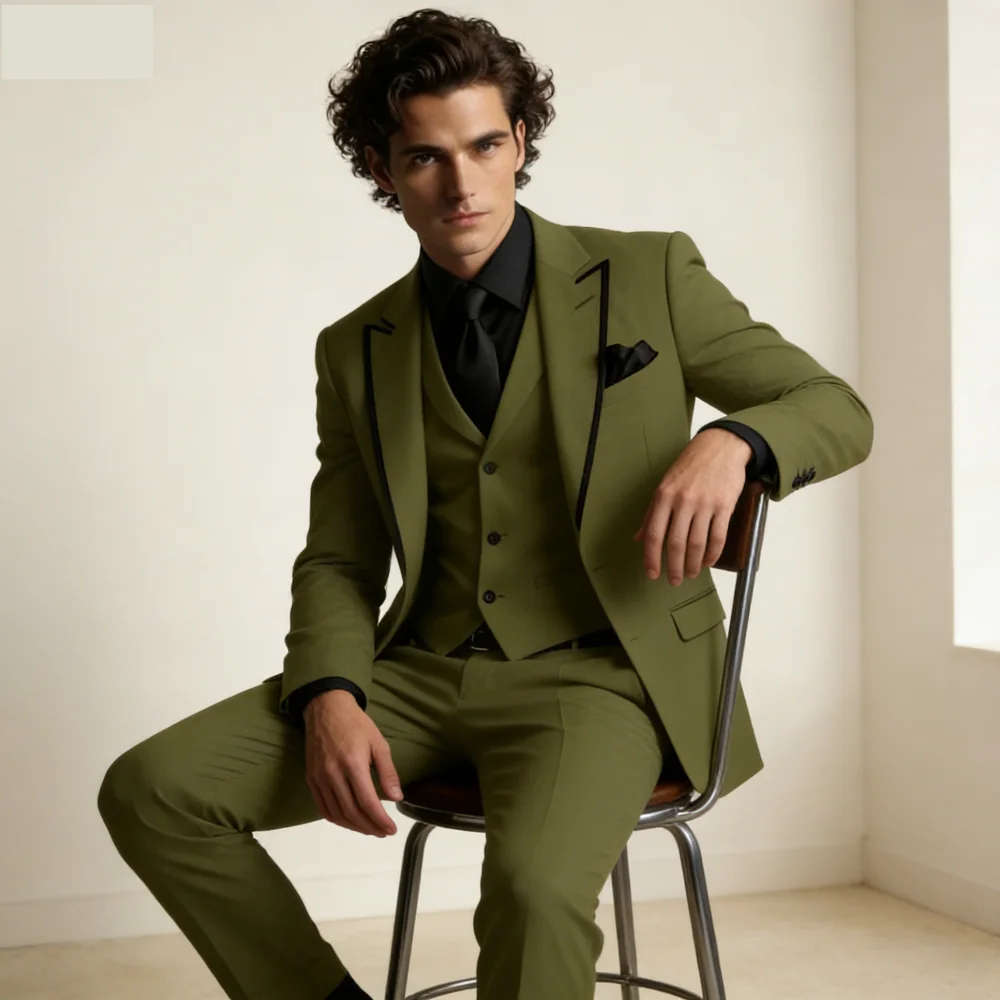

Elegante céu azul terno masculino elegante pico lapela 3 peças clássico traje sob medida para casamento noivo baile de formatura