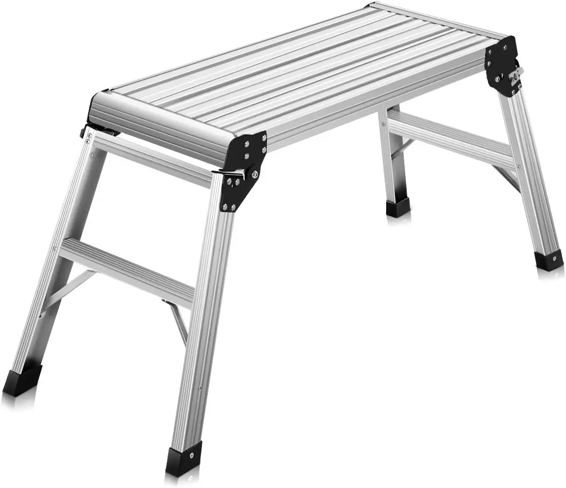 Taburete con plataforma de trabajo de aluminio con 225 lb. Capacidad de carga