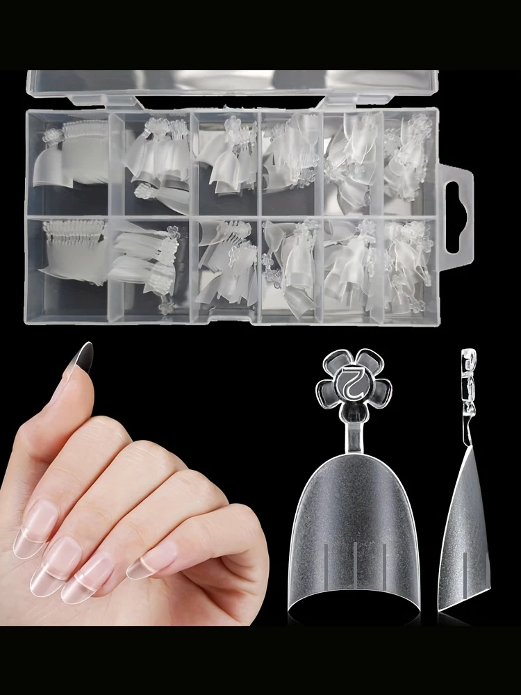 240 pièces de patchs pour ongles ovales courts, faux ongles demi-couverture, patchs pour ongles en gel, adaptés aux faux ongles en acrylique, Extension d'ongles de type poussoir à faire soi-même