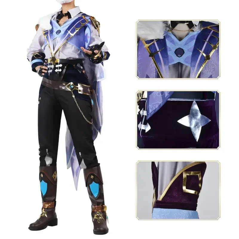 Kaeya Cosplay Genshin Impact Kostüm Kaeya Uniform Perücke Kleidung Stiefel Schuhe Full Set Halloween Party Cosplay Perücken Comic Con