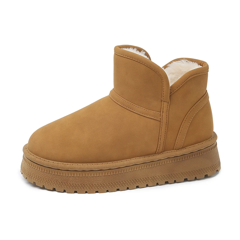 2026 Women's Winter Thick-soled Snow Boots Fleece-lined Thick Short-leg Cotton Boots Height-increasing Warm Bread Boots 35-40