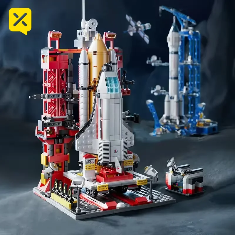 مكعبات بناء مركز إطلاق الفضاء DIY لونار لاندر وصاروخ المكوك أطقم منمذجة ألعاب بناء منفذ الفضاء للأطفال والكبار