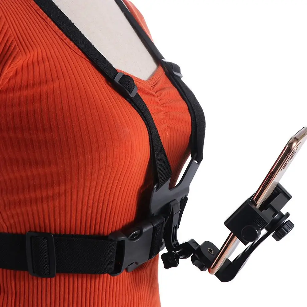 Adjustable Phone Chest Harness Holder Strong Stability Rotating Chest Strap Fixation Bracket Anti-slip Elastic