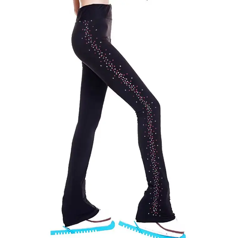 Dance Men's And Women's Custom Figure Skating pants Training Pants With Diamond