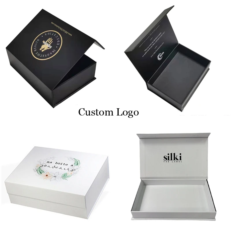 Gift Box For Wedding Birthday Christmas Party Magnet Clamshell Product Packaging Box For Business White Custom Logo Gifts Box