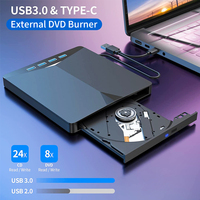 7-in-1 USB 3.0 Type C External CD RW DVD Optical Drives Tray Type DVD Burner Recorder Reader Player for Laptop Notebook PC