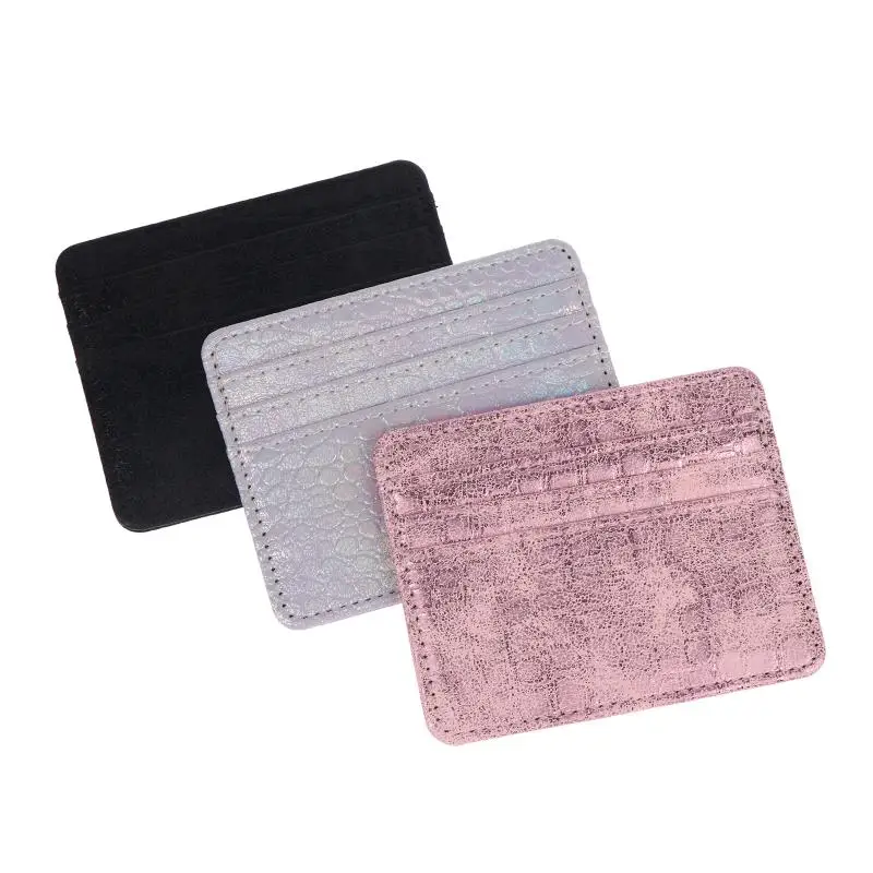 Ultra-thin Leather Mini Wallet Slim Bank Card Holder Men's Business Small ID Case For Women Purse 4 Slots Cardholder