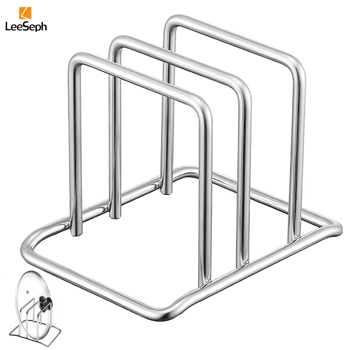 Leeseph Cutting Board Organizer Rack, Durable Stainless Steel Holder, Space-Saving Design for Kitchen Countertop Organization