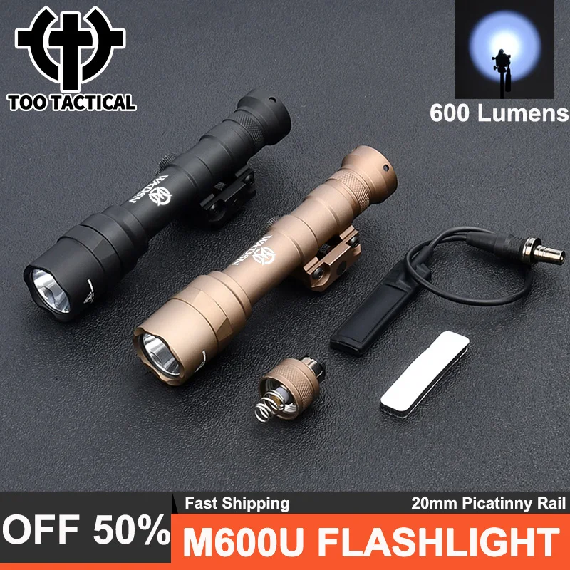 

Tactical M600U Flashlight Set 600Lumens High Power Weapon Scout Light Wadsn M600u Hunting Spotlight Constant Switch Fit 20MMRail