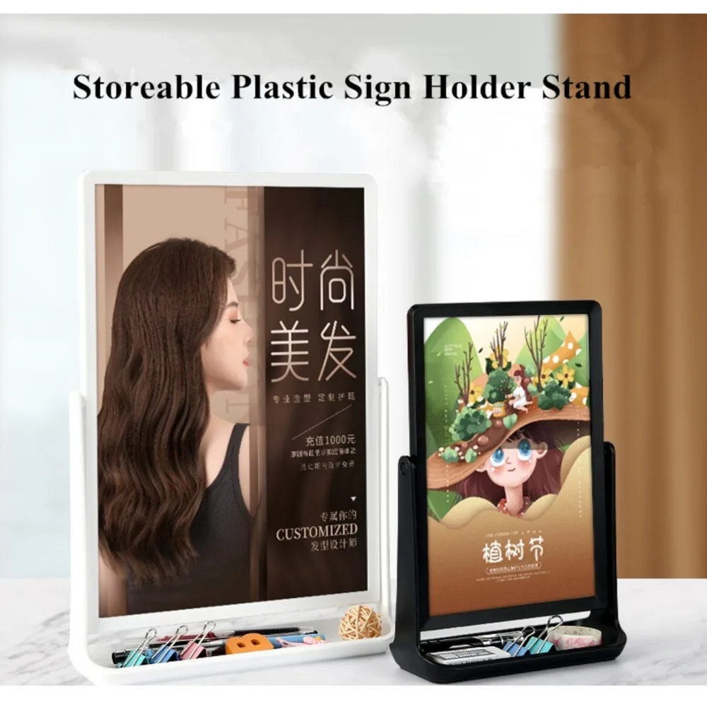 

A5 148x210mm Table Plastic Sign Holder Stand Photo Picture Poster Frame Desktop Restaurant Bar Menu Paper Holder