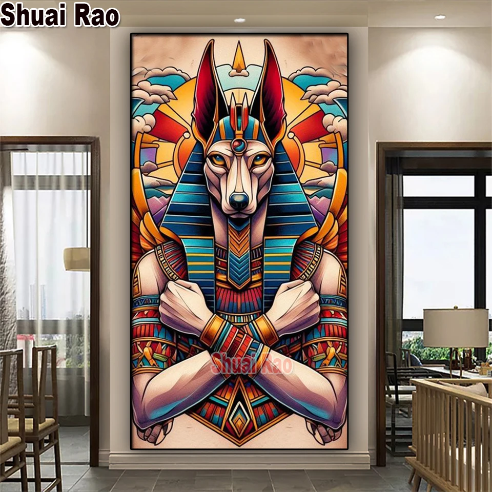 

Colorful Anubis Diamond Painting New 2024 Diy Full Square Round Diamond Art Mosaic rhinestone Egyptian Portrait Home Decoration