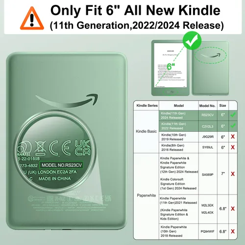 Imagen 2 del producto Funda para Kindle totalmente nuevo de 6"" (versión 11a generación-2024/2022, funda ligera con correa de mano, encendido/apagado automático