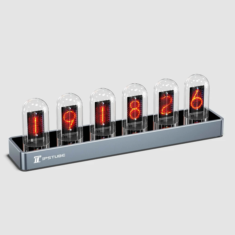 Luxury Nixie Tube Clock Digital RGB Retro Creative LED Electronic Desktop Glow Tube Clocks Desk Decorating Holiday Gift