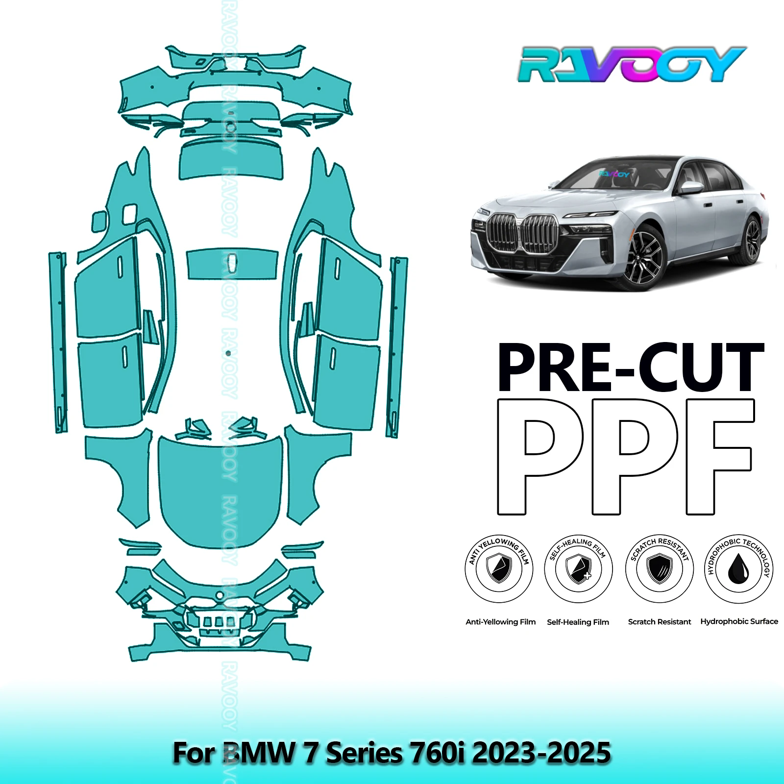 

Ravooy Car Precut PPF Paint Protection Film Full Vehicle For BMW 7 Series 760i 2023-2025