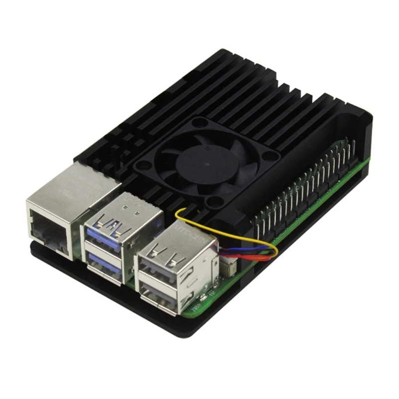 علبة مصنوعة من خليط معدني لمجموعة الغلاف المعدني RPI5، مروحة اختيارية وحافظة مبدد حراري من الألومنيوم