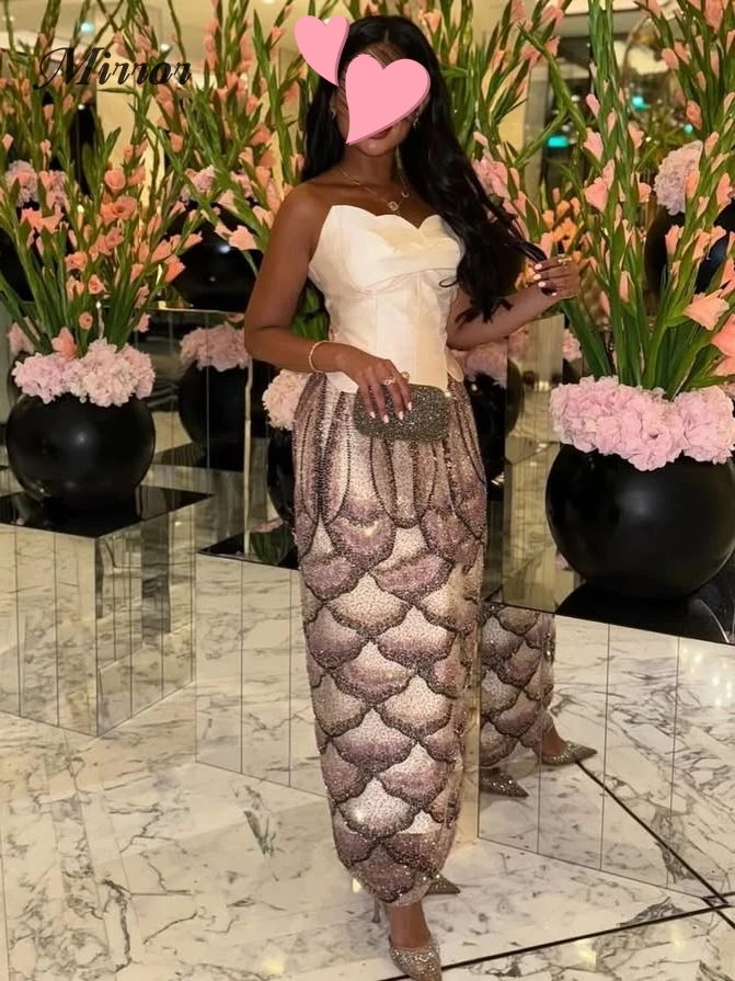 

Mirror Dress Elegant Vintage Sweet Mermaid Beads Lace Luxurious New Customize Formal Occasion Prom Dress Evening Party Gowns