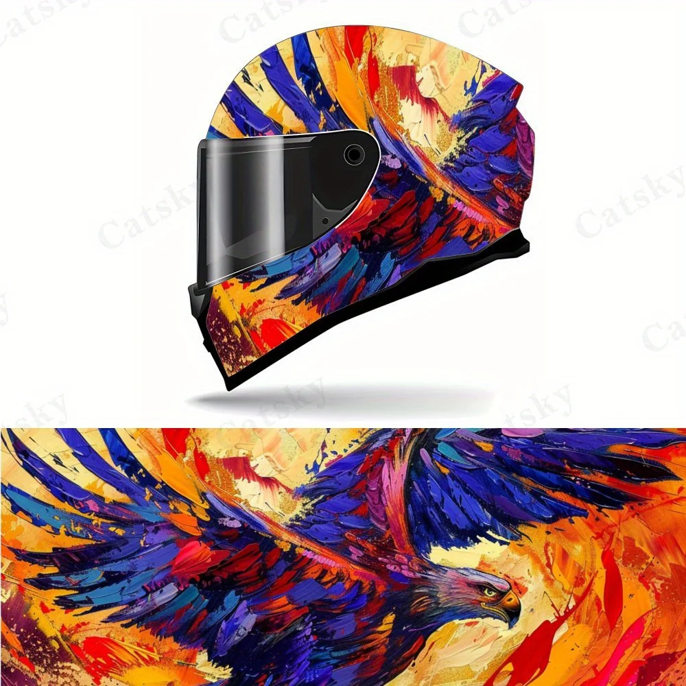 

Красочная картина маслом в стиле орла, мотоциклетные виниловые наклейки на шлем, самоклеящаяся водонепроницаемая отделка шлема, универсальный двигатель