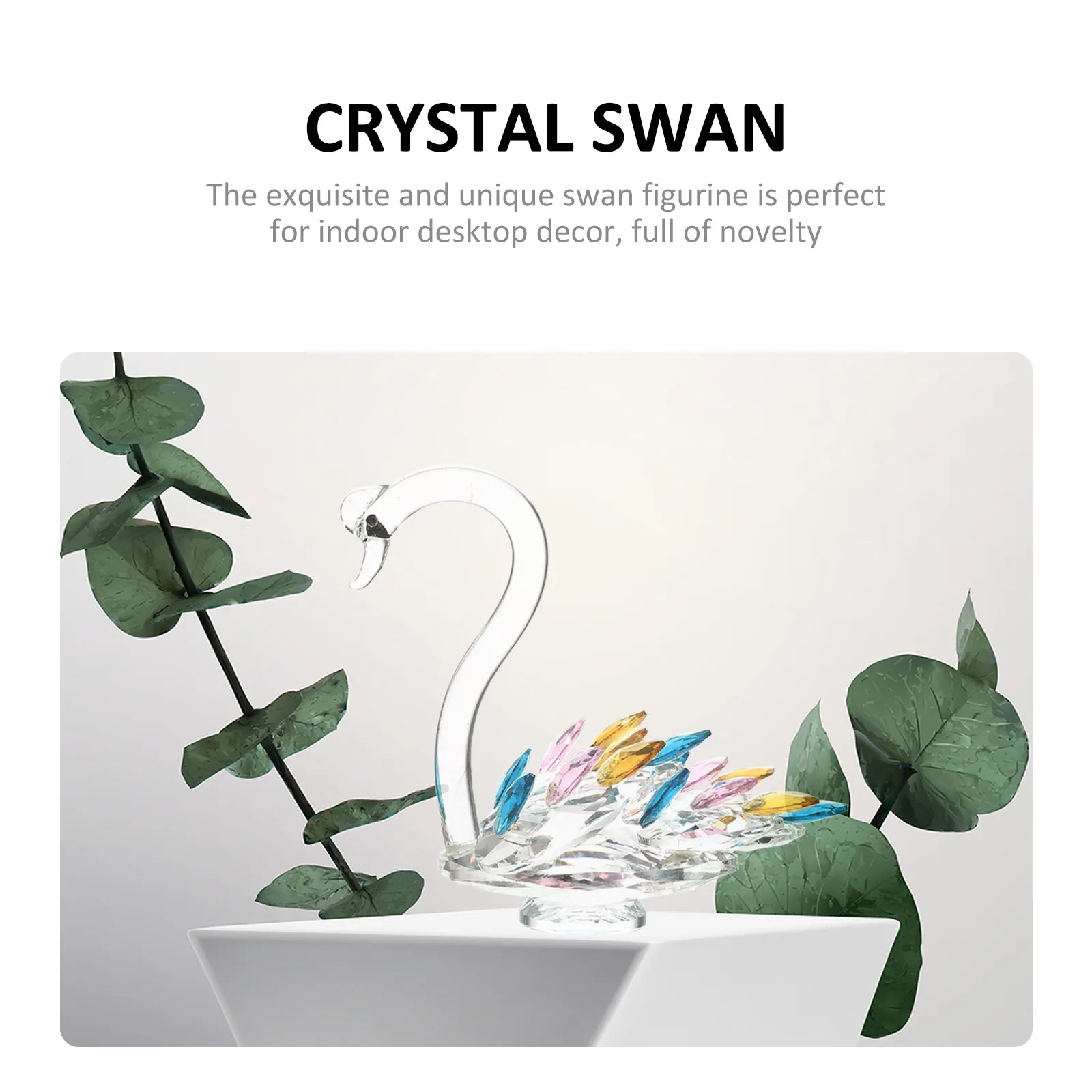 Creative Crystal Swan Statue for Desktop Car Home Office Tabletop Dresser Decoration Wedding Party Gift Elegant Adorable Swan