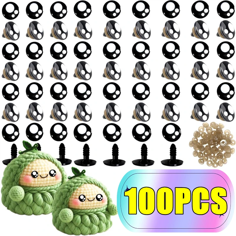 

50/100 шт. защитные глаза с шайбами, черные глаза для рукоделия, мягкие глаза животных, овальные глаза для рукоделия, кукольные глаза, аксессуары для изготовления амигурумис своими руками